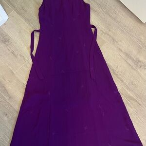 Vintage maxi purple dress with embroidered flowers